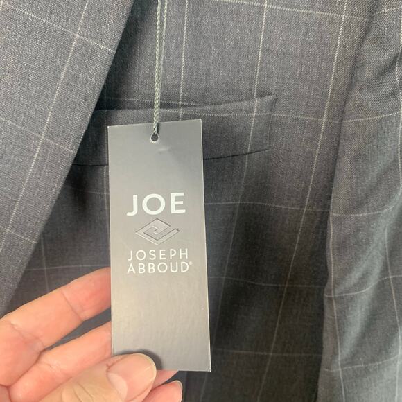 NEW JOE Joseph Abboud Size 38R Men's Windowpane Blazer Jacket Charcoal Gray - Picture 12 of 13